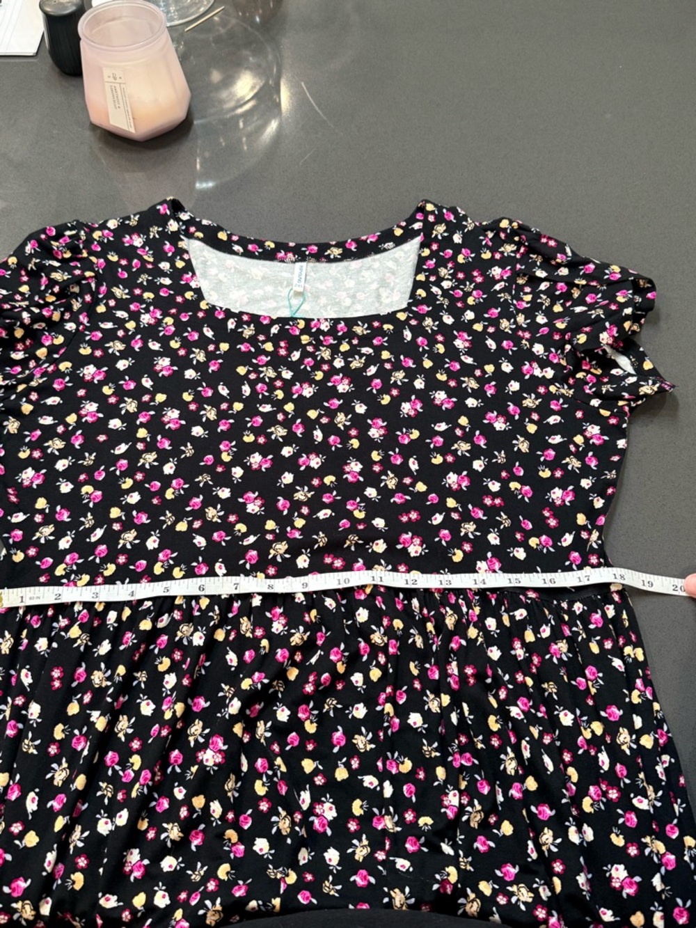 Popyoung Maxi Dress 2X Black Pink Floral Empire Waist Pockets NWT - Picture 7 of 7
